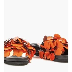 Paco Rabanne $865 Sequin Leather Sandals Made In Italy Size 40 9.5